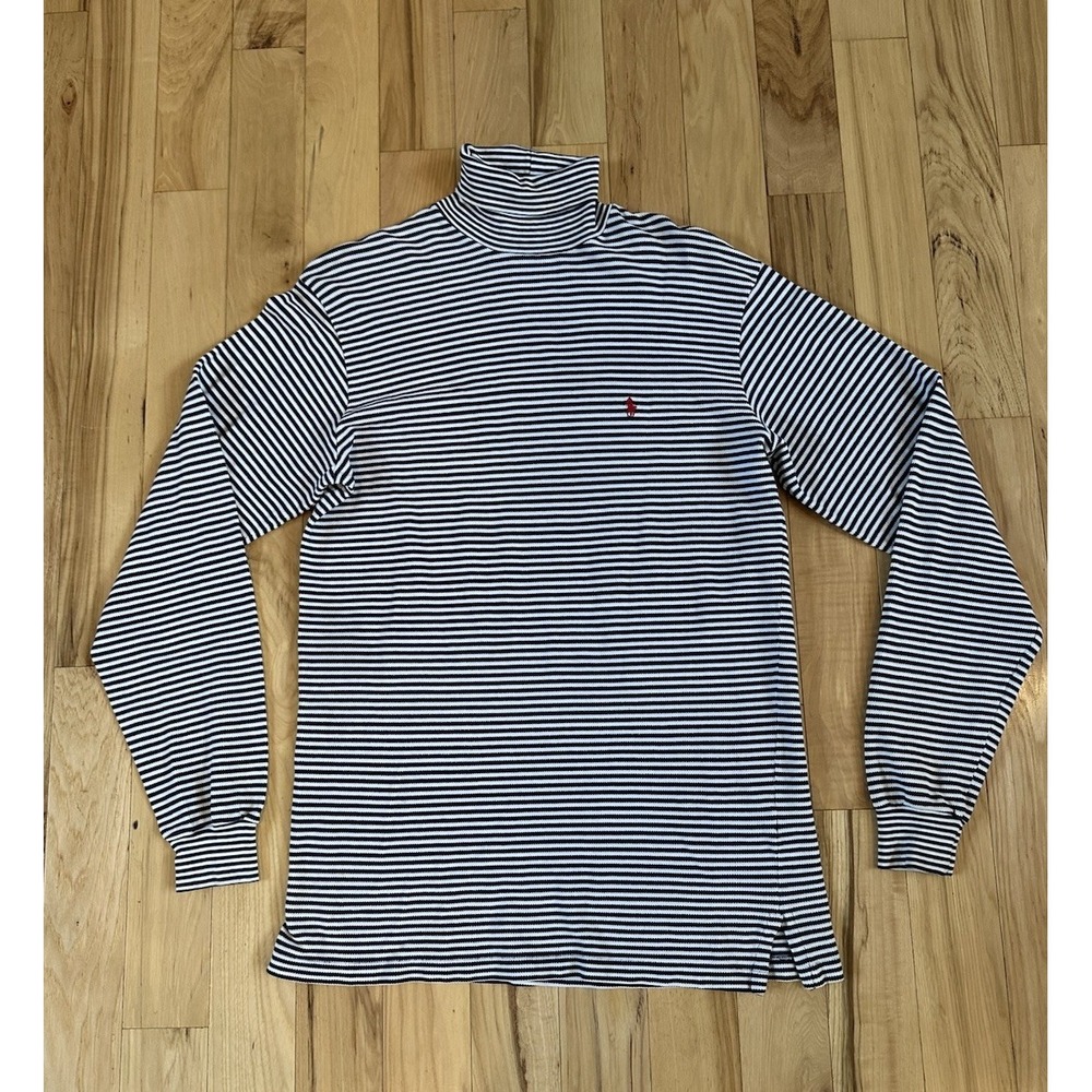 Polo Ralph Lauren Striped Turtleneck Shirt Tunic/Dress Women's Medium Navy USA